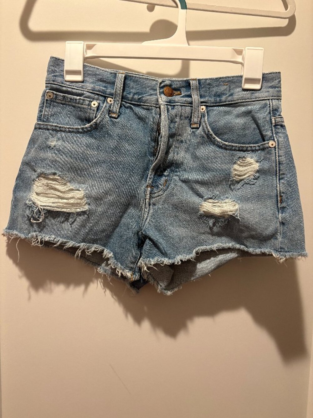Madewell Ripped Frayed Denim Shorts Button Fly New With Tags